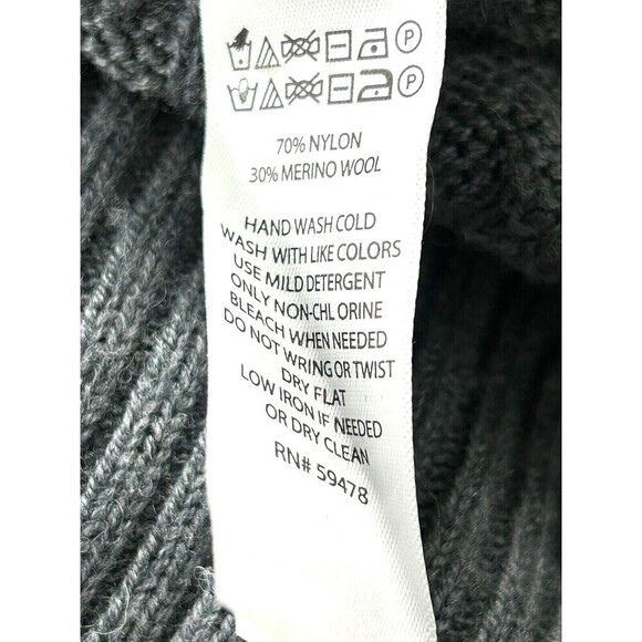 Tahari Women Size L Sweater Dress Storm Gray Cable Knit Cowl Neck Midi Sheath T3 - Picture 12 of 12